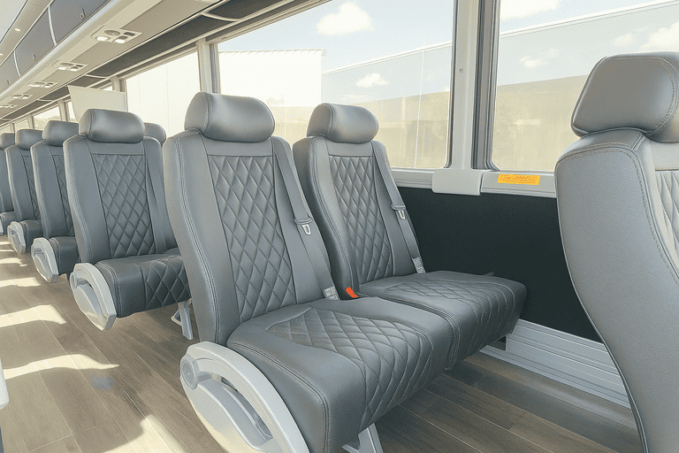 interior of El Monte Coach Bus Service charter bus