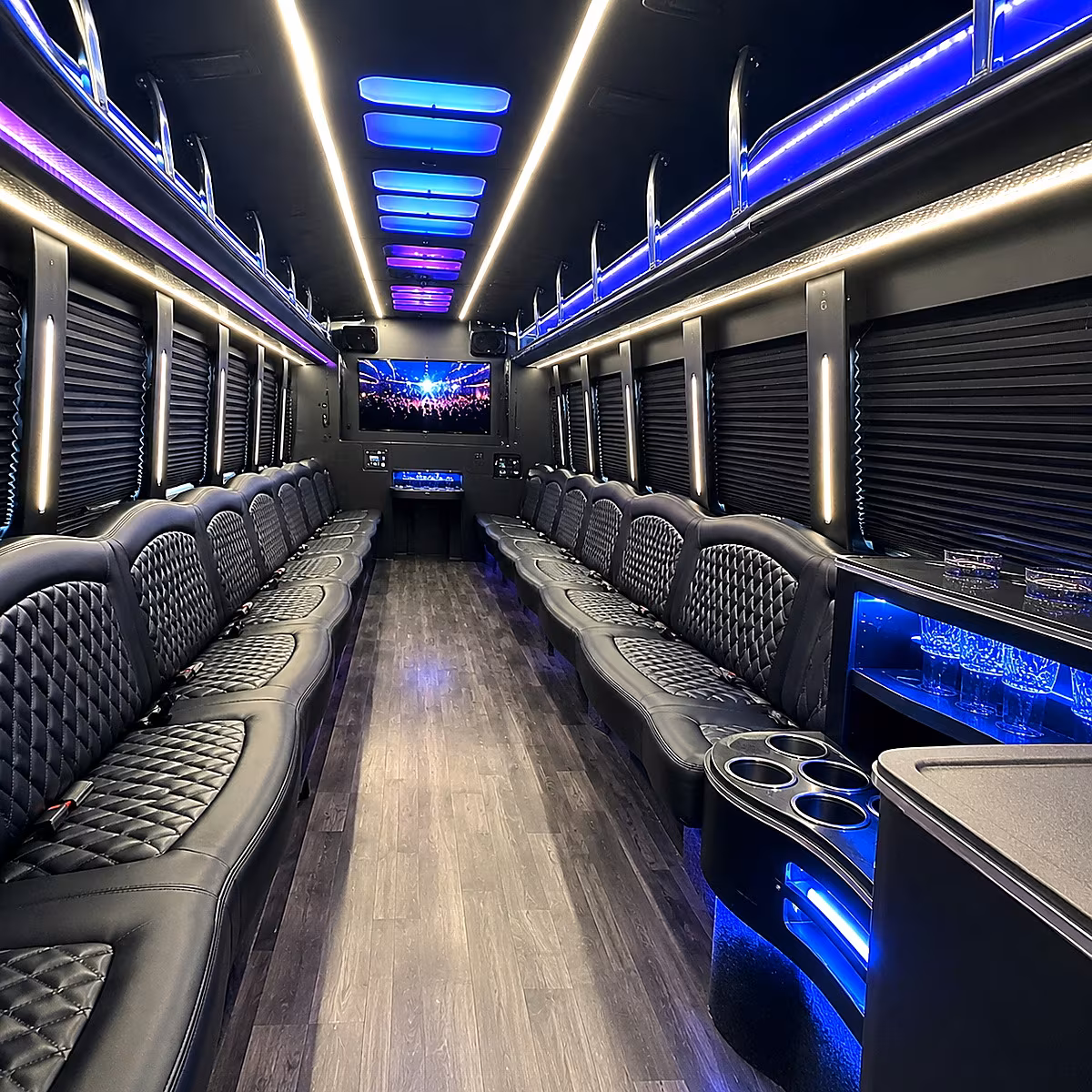 el monte party bus inside
