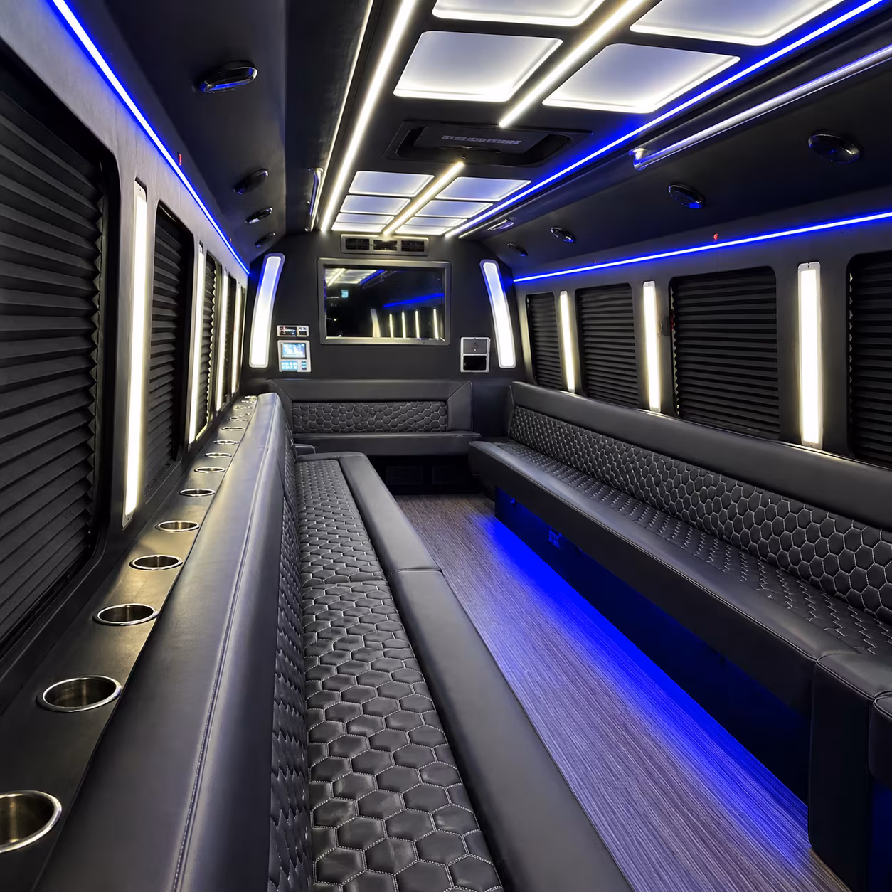 el monte party bus rental interior